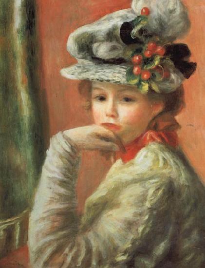 Pierre Renoir Young Girl in a White Hat Sweden oil painting art